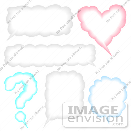 #40865 Clip Art Graphic of Question Mark, Heart And Other Shaped Conversation Boxes by Oleksiy Maksymenko