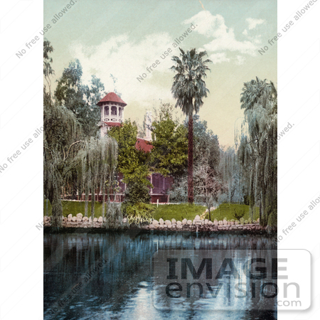 #40869 Stock Photo Of A Building On The Lakefront At Lucky Baldwin’s Ranch in Pasadena, California by JVPD
