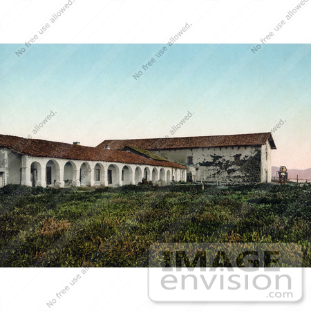 #40895 Stock Photo of a Field In Front Of Mission San Miguel Arcangel In San Miguel, California by JVPD