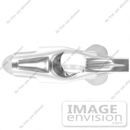 #40980 Clip Art Graphic of an AO-Maru Robot in Chrome, Racing a Hovering Craft, as Seen From Above by Jester Arts