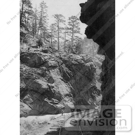 #41003 Stock Photo Of A Turn In The Railroad At Mother Grundy In Clear Creek Canyon In The Rocky Mountains, Colorado by JVPD