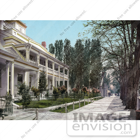 #41016 Stock Photo Of A Sidewalk In Front Of The Bee Hive House In Salt Lake City, Utah by JVPD