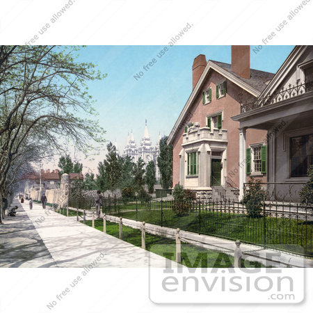 #41022 Stock Photo Of A Sidewalk In Front Of The Lion House In Salt Lake City, Utah by JVPD