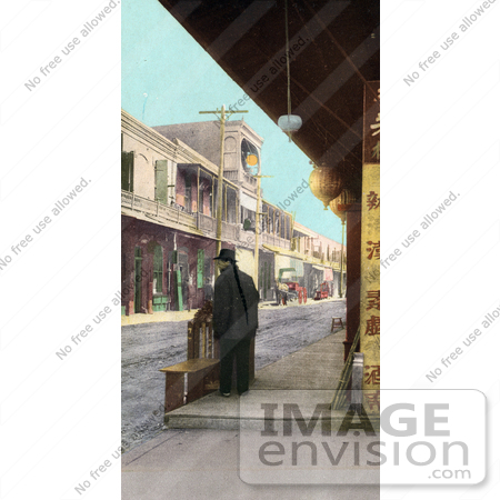 #41025 Stock Photo Of A Chinese American Man On The Sidewalk In Chinatown, Los Angeles, California by JVPD