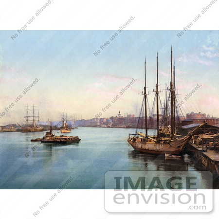 #41079 Stock Photo Of Ships At The Pier On The Savannah River In Savannah, Georgia by JVPD