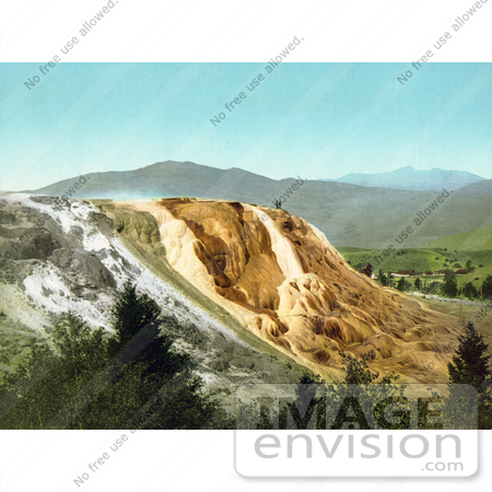 #41096 Stock Photo Of People Standing On Top Of Jupiter Terrace In Yellowstone National Park, Wyoming by JVPD