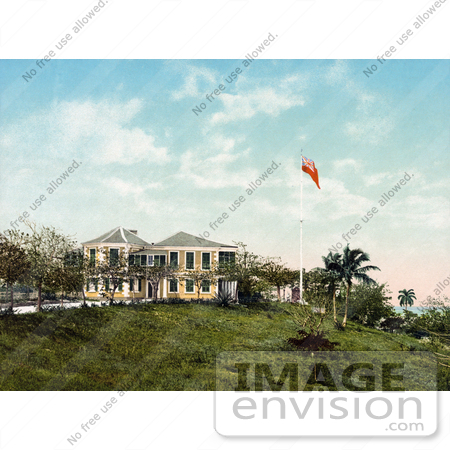 #41126 Stock Photo Of A Flag Outside The Governor’s Residence In Nassau, Bahama Islands by JVPD