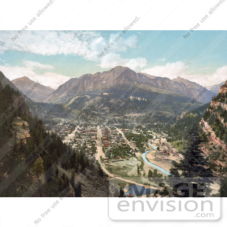 #41136 Stock Photo Of The Uncompahgre River Flowing Through The Valley City Of Ouray, Colorado by JVPD