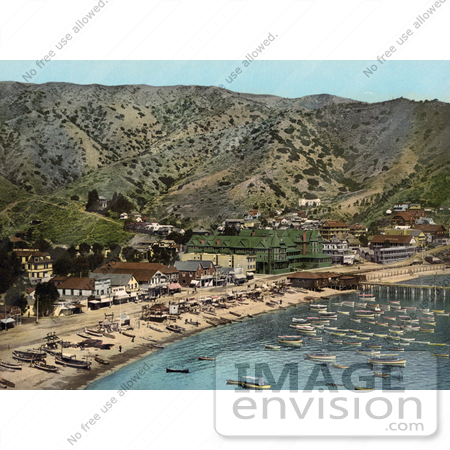 #41142 Stock Photo Of Boats In The Harbor In Front Of Hotels On The Beach Of Avalon Of Santa Catalina Island, California by JVPD