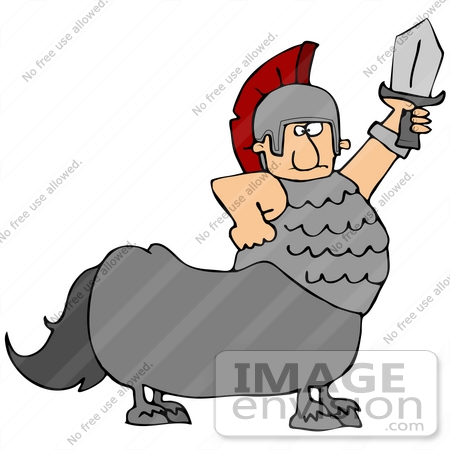 #41180 Clip Art Graphic of a Centaur Roman Soldier Man With A Sword by DJArt