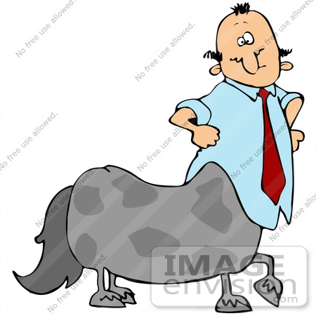 #41189 Clip Art Graphic of a Centaur Businessman Wearing A Tie by DJArt