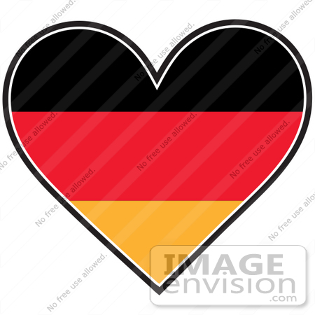 #41375 Clip Art Graphic of a German Heart Flag by Maria Bell
