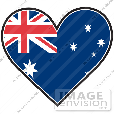 #41376 Clip Art Graphic of an Australia Heart Flag by Maria Bell