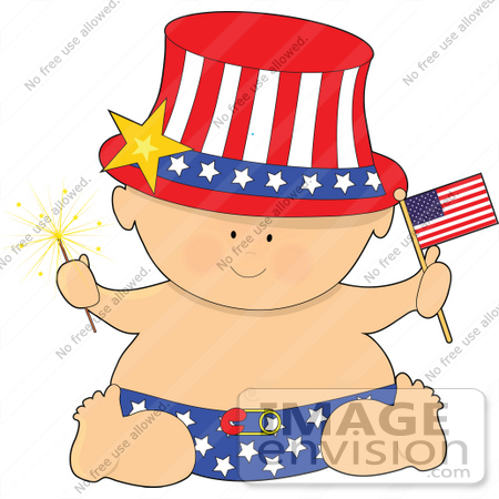 #41529 Clip Art Graphic of an Independence Day Baby by Maria Bell