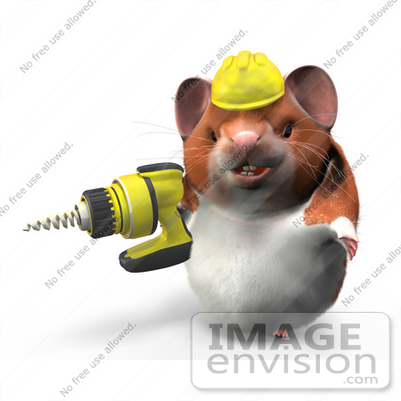#42303 Clip Art Graphic of a Worker 3d Hamster by Jester Arts