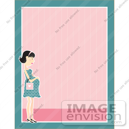 #42329 Clip Art Graphic of a Pregnant Woman Border by Maria Bell
