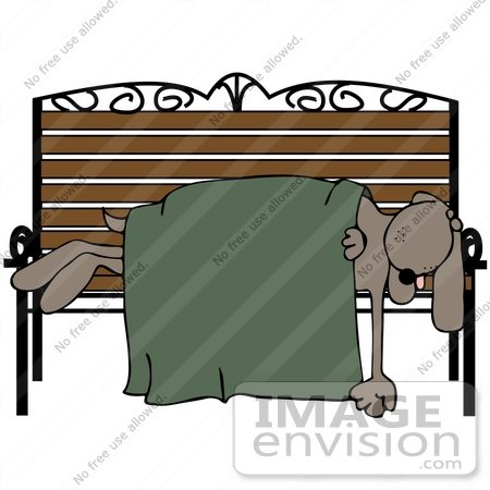 #42346 Clip Art Graphic Of a Dog Sleeping on a Bench by DJArt