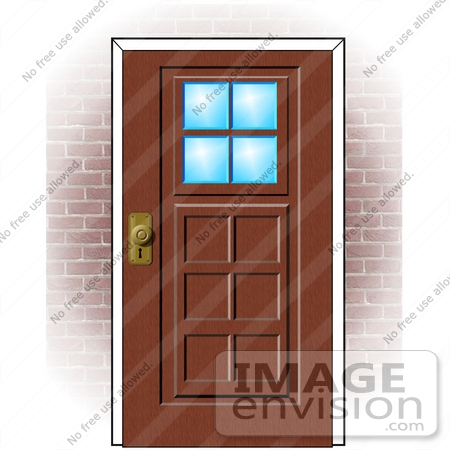 #42357 Clip Art Graphic Of A Brick Home’s Door by DJArt