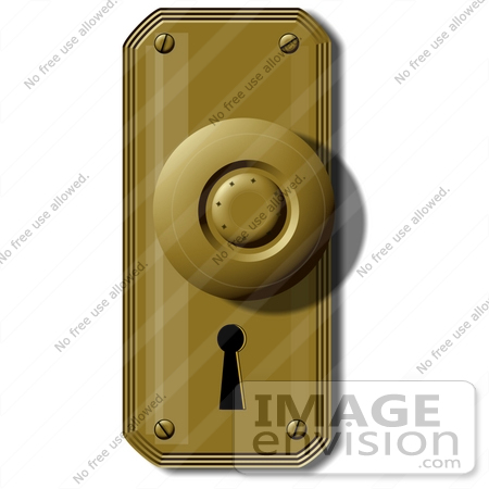 #42376 Clip Art Graphic of an Old Fashioned Door Knob And Key Hole by DJArt