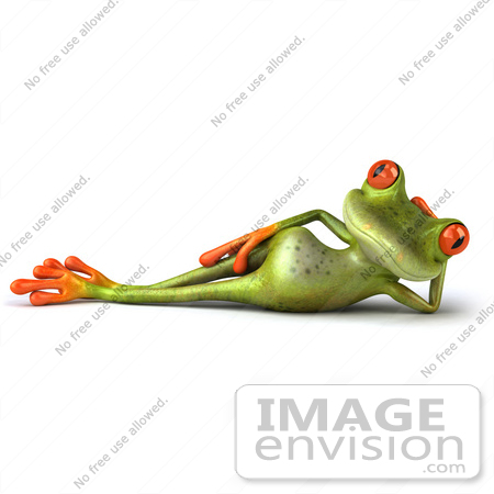 #42740 Royalty-Free Clipart Illustration of a Relaxed 3d Red-Eyed Tree Frog With Big Red Eyes Reclining by Julos