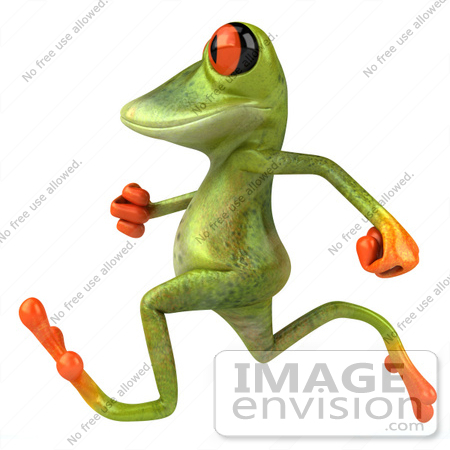 #42755 Royalty-Free Clipart Illustration of a Cute 3d Red-Eyed Tree Frog Running Or Jogging By by Julos