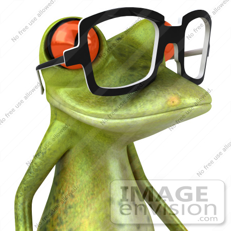 #42785 Royalty-Free (RF) Clipart Illustration of a 3d Red Eyed Tree Frog Wearing Spectacles - Version 5 by Julos