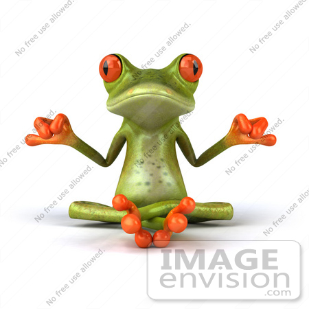 #42885 Royalty-Free (RF) Clipart Illustration of a 3d Red Eyed Tree Frog Meditating - Pose 1 by Julos