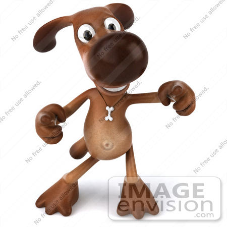 #42961 Royalty-Free (RF) Clipart Illustration of a 3d Brown Dog Mascot Doing His Happy Dance - Pose 2 by Julos