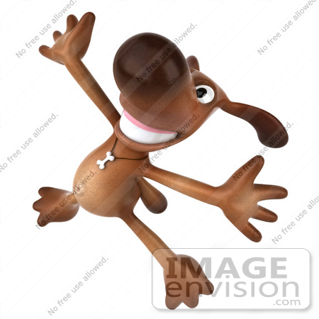 #42974 Royalty-Free (RF) Clipart Illustration of a 3d Brown Dog Mascot Doing His Happy Dance - Pose 4 by Julos