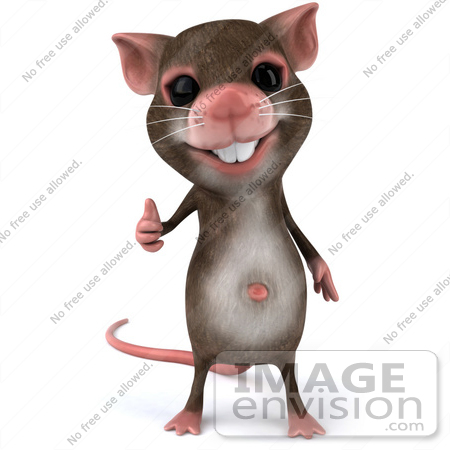 #43005 Royalty-Free (RF) Cartoon Clipart Illustration of a 3d Mouse Mascot Giving The Thumbs Up - Pose 3 by Julos