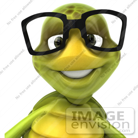 #43048 Royalty-Free (RF) Cartoon Clipart of a 3d Turtle Mascot Wearing Big Glasses And Smiling by Julos