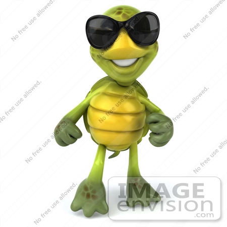 #43083 Royalty-Free (RF) Cartoon Clipart of a Friendly 3d Turtle Mascot Wearing Dark Shades And Standing by Julos