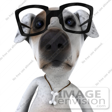 #43097 Royalty-Free (RF) Clipart Illustration of a 3d Jack Russell Terrier Dog Mascot Wearing Glasses - Pose 1 by Julos