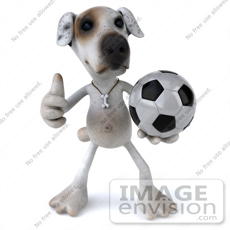 #43098 Royalty-Free (RF) Clipart Illustration of a 3d Jack Russell Terrier Dog Mascot Playing Soccer - Pose 1 by Julos