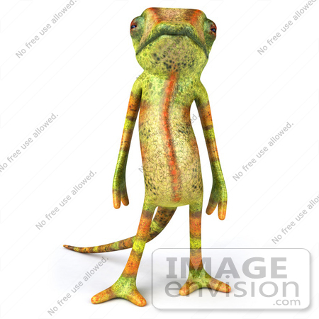 #43175 Royalty-Free (RF) Clipart Illustration of a 3d Lizard Chameleon Mascot Standing And Facing Front by Julos