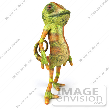 #43176 Royalty-Free (RF) Clipart Illustration of a 3d Lizard Chameleon Mascot Standing And Facing Right by Julos