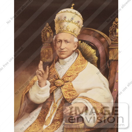 #43228 RF Illustration Of A Portrait Of Pope Leo Xiii Sitting In A Chair by JVPD