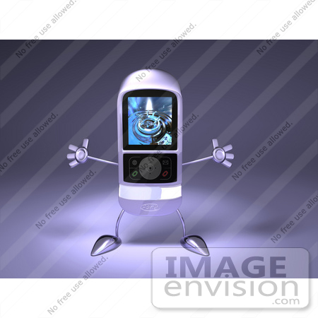 #43258 Royalty-Free (RF) Illustration of a Rounded 3d Mobile Phone Holdings Its Arms Out by Julos