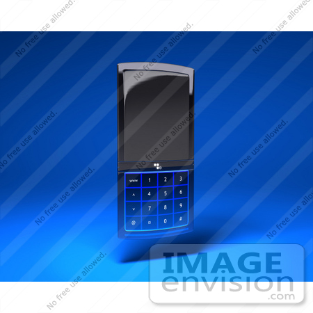 #43262 Royalty-Free (RF) Illustration of a 3d Modern Blue Cell Phone - Version 3 by Julos