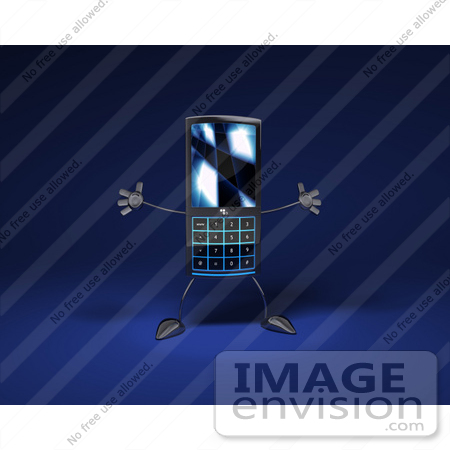 #43270 Royalty-Free (RF) Clipart Illustration of a Slim 3d Cellular Phone Holding Its Arms Out - Version 3 by Julos