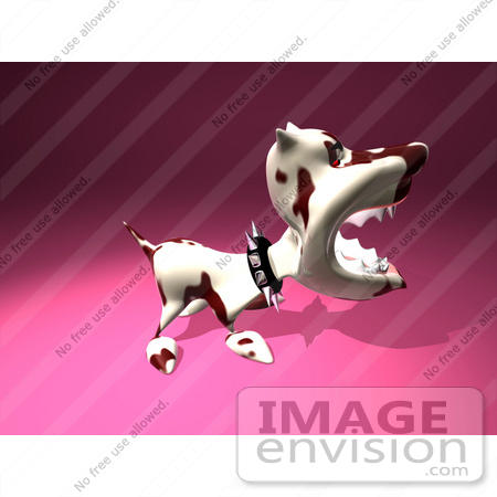 #43303 Royalty-Free (RF) Illustration of a Mean 3D Dog Wearing A Spiked Collar - Version 4 by Julos