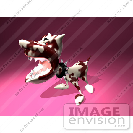 #43306 Royalty-Free (RF) Illustration of a Mean 3D Dog Wearing A Spiked Collar - Version 2 by Julos