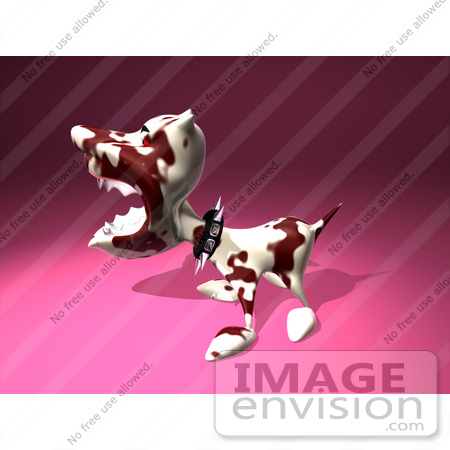 #43308 Royalty-Free (RF) Illustration of a Mean 3D Dog Wearing A Spiked Collar - Version 3 by Julos