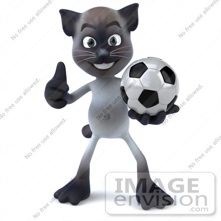#43367 Royalty-Free (RF) Clipart Illustration of a 3d Siamese Cat Mascot Playing Soccer - Pose 1 by Julos