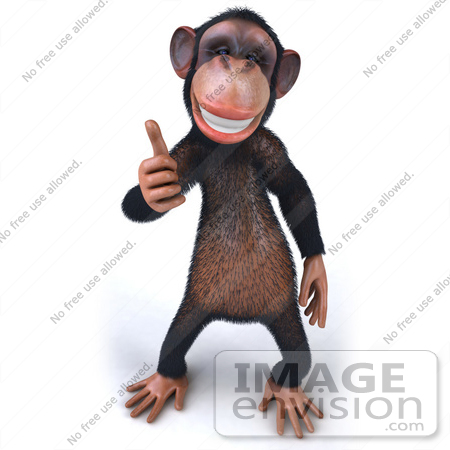 #43444 Royalty-Free (RF) Illustration of a 3d Chimpanzee Mascot Giving The Thumbs Up - Pose 2 by Julos
