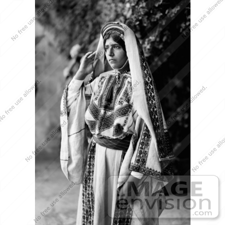 #43467 RF Stock Photo Of A Pretty Ramallah Woman In Black And White by JVPD