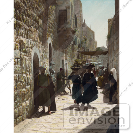 #43470 RF Stock Photo Of People In An Alley Leading To The Church Of The Nativity, Bethlehem by JVPD
