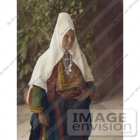 #43482 RF Stock Photo Of An Arab Woman Wearing Dowry Necklace And Traditional Clothing by JVPD