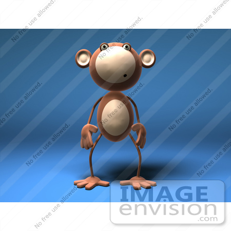 #43597 Royalty-Free (RF) Illustration of a 3d Monkey Mascot With A Confused Expression - Version 1 by Julos