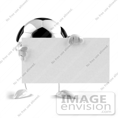 #43609 Royalty-Free (RF) Illustration of a 3d Soccer Ball Mascot With Arms And Legs, Holding A Blank Sign - Version 1 by Julos